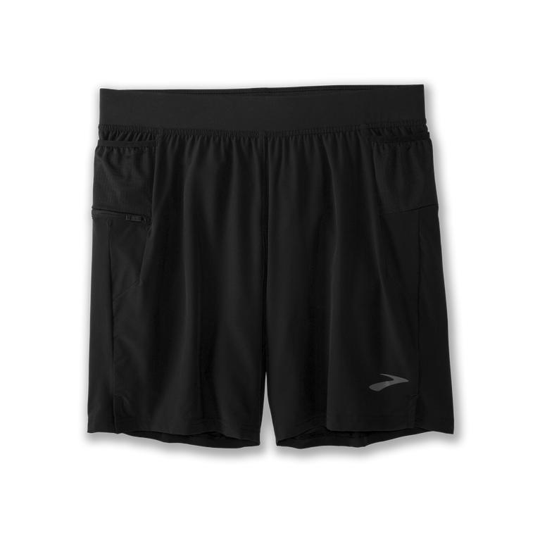 Brooks SHERPA 7 2-IN-1 Running Shorts Mens Outlet - Black (NWB541620)